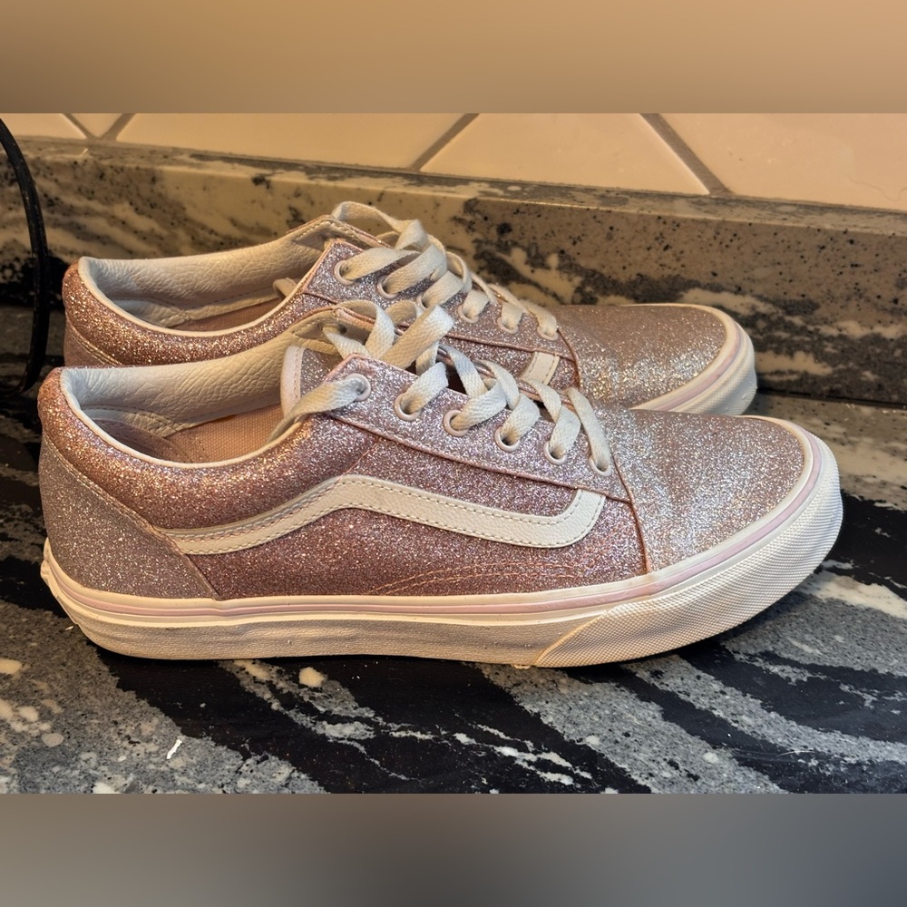 Glittery Pink and Silver Vans